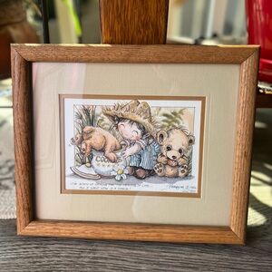 Jody Bergsma lithograph with cookie jar. 1982 Illustration in Wooden Frame